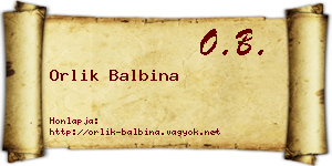 Orlik Balbina névjegykártya